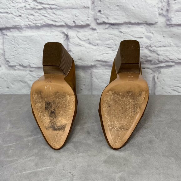 BCBGeneration Carmen Brown Laser Cut Faux Suede Mules - Picture 5 of 6